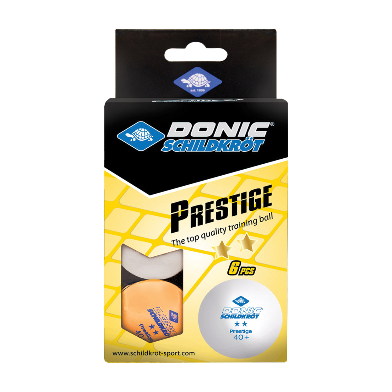 Мячики для н/тенниса DONIC PRESTIGE 2* 40+ 6 штук, белый + оранжевый фото