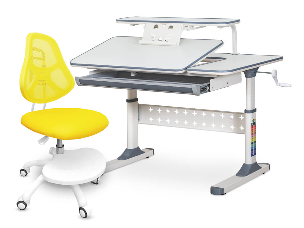 ErgoKids Комплект парта Ergokids TH-320 Grey + кресло ErgoKids Y-400 YE (арт.TH-320 W/G + Y-400 YE) фото