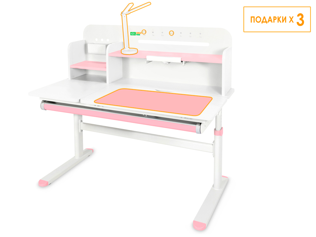 ErgoKids Детский стол Ergokids Bravo Max White/Pink (арт. TH-360 Max WG/PN) фото