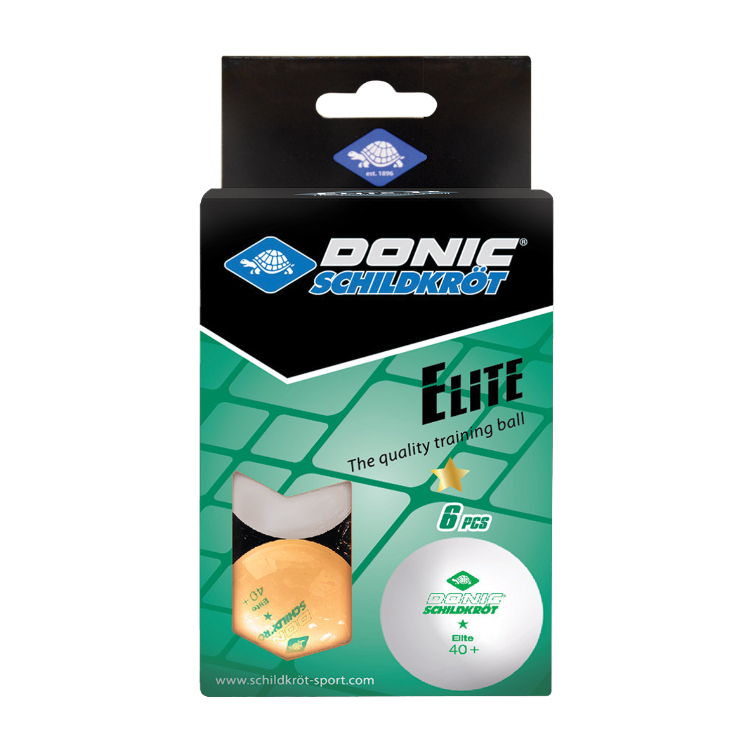 Мячики для н/тенниса DONIC ELITE 1* 40+ 6 штук, белый + оранжевый фото