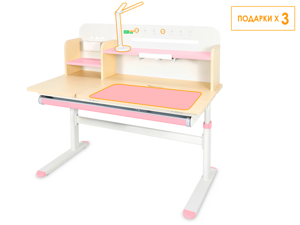 ErgoKids Детский стол Ergokids Bravo Max Maple/Pink (арт. TH-360 Max MG/PN) фото