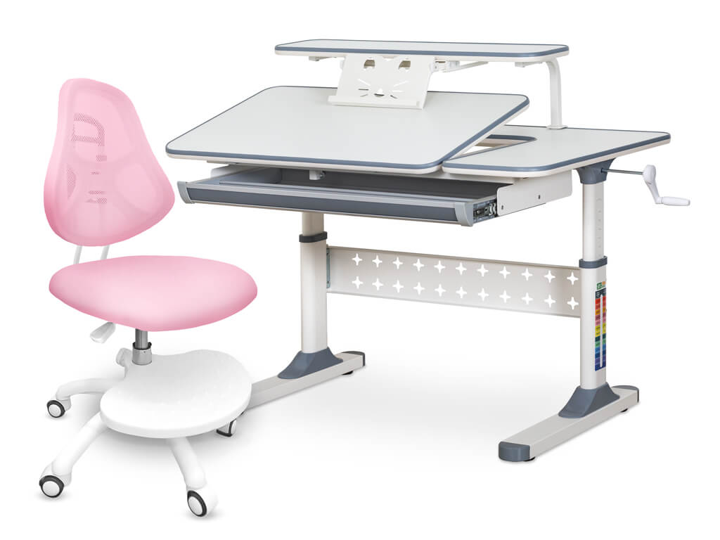 ErgoKids Комплект парта Ergokids TH-320 Grey + кресло ErgoKids Y-400 PN (арт.TH-320 W/G + Y-400 PN) фото