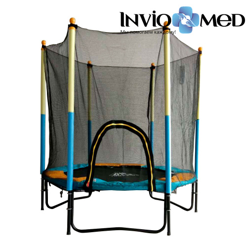 Батут DFC JUMP KIDS 60" желт/син, сетка (150см) фото