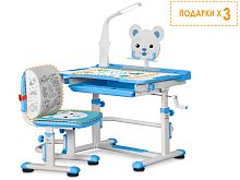 Mealux EVO Комплект мебели (столик + стульчик + ЛЭД лампа) Mealux EVO BD-04 New XL Teddy blue+Led фото