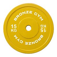 Диск олимпийский BRONZE GYM тяжелоатлетический желтый 15 кг фото