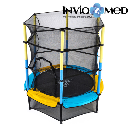 Батут DFC JUMP KIDS 55" желт/син, сетка (137см) фото