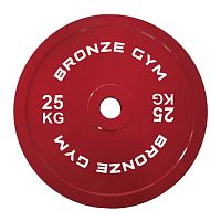 Диск олимпийский BRONZE GYM тяжелоатлетический красный 25 кг фото