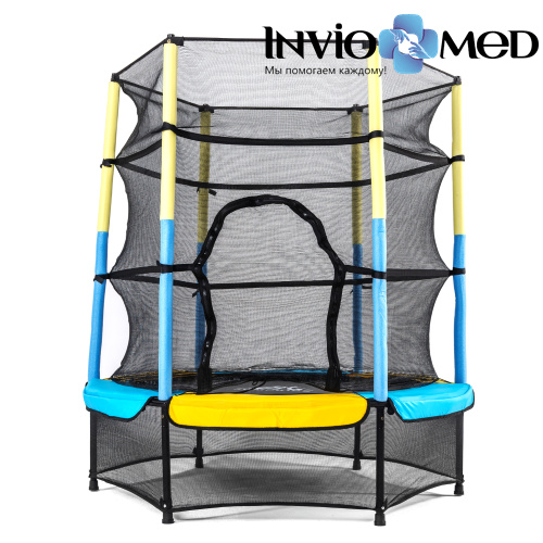 Батут DFC JUMP KIDS 55" желт/син, сетка (137см) фото фото 3 Батут DFC JUMP KIDS 55" желт/син, сетка (137см) фото фото 3